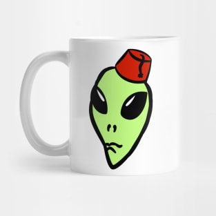 green alien wearing a fez Mug